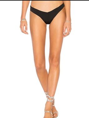 NWOT REVOLVE Black Bikini Bottom Size M lovewave Gin Bottom Shiny Metallic